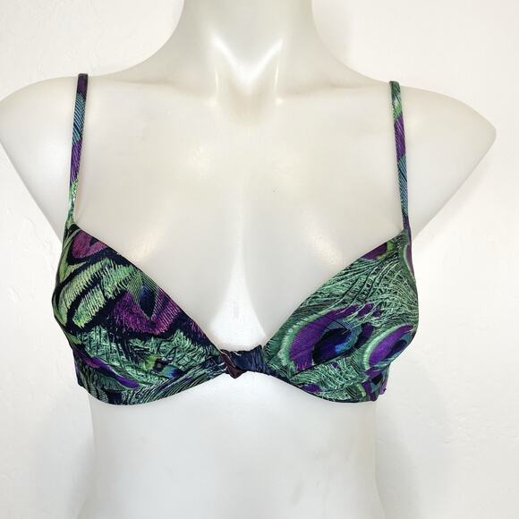 La Perla 2 Piece Bikini Swimsuit Set Womens 42 US 6 Peacock Print - Picture 3 of 10